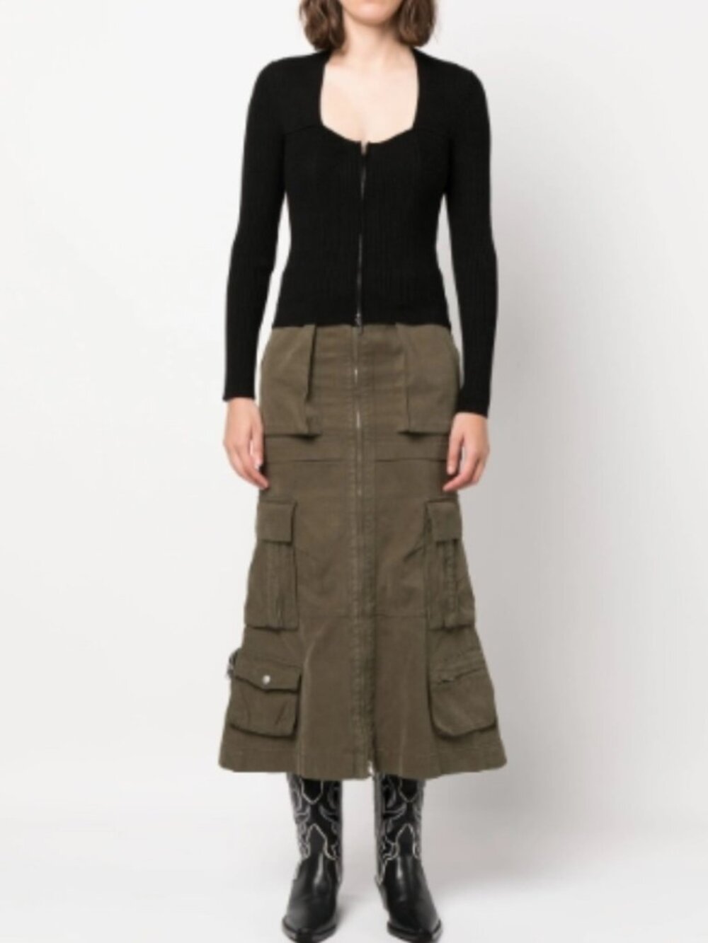 Isabel Marant Zelie Ribbed Zip-up Cardigan Black 38